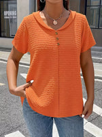 Textured Short Sleeve Blouse