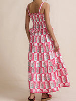 Smocked Ruffled Square Neck Maxi Dress