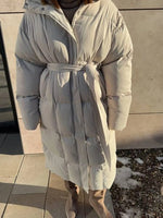 Longline Padded Winter Coat with Belted