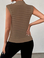 Hollow Out Round Neck Knit Tank