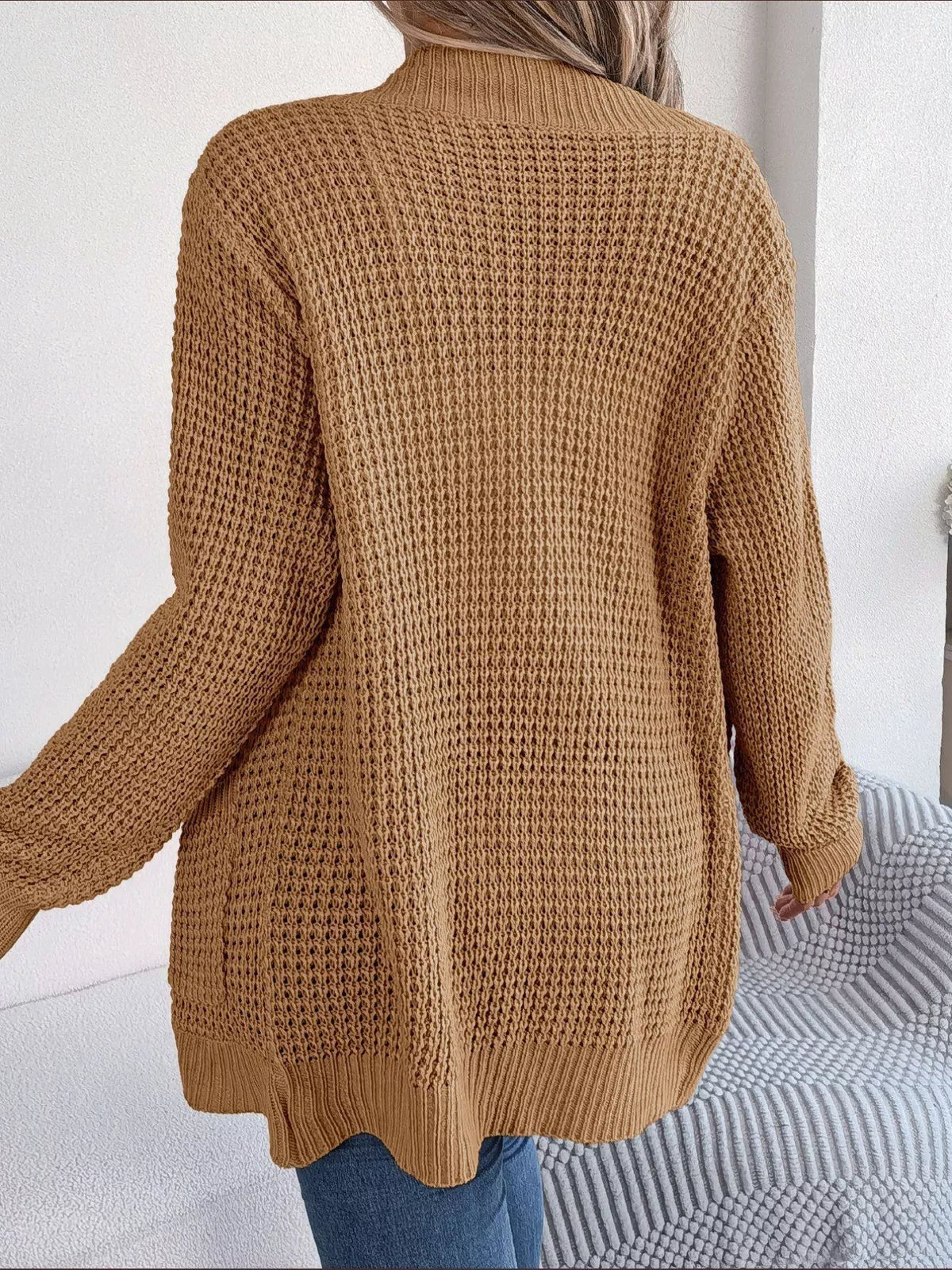 Chunky Knit Open Front Cardigan with Pockets
