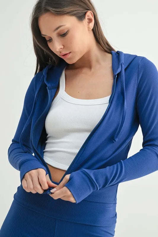MONO B Ribbed Long Sleeve Hoodie