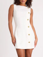 Button Decor Sleeveless Mini Dress