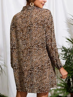 Leopard Print Button-Up Long Sleeve Oversized Shirt