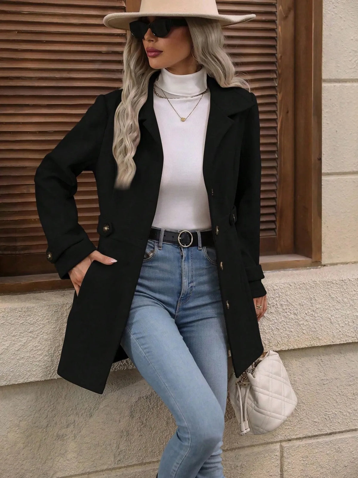 Button Up Long Sleeve Coat