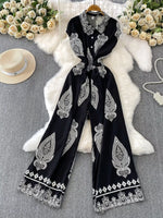 Button Front Wide Leg Jumpsuit