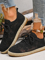 Breathable Woven Lace Up Sneakers