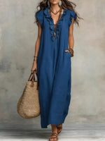 Ruffled V-Neck Maxi Dress