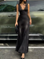 Lace Trim V-Neck Sleeveless Maxi Dress