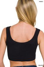 Zenana Seamless Ribbed Scoop Neck Cropped Tank