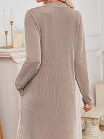 Casual Ribbed Knit Long Sleeve Dress