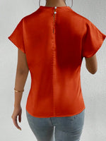 Mock Neck Short Sleeve Blouse