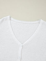 Ribbed Knit Button Front V Neck Cardigan