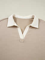 Contrast Collared Neck Top and Drawstring Mini Skirt Set