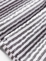 Striped Print Contrast Patchwork Detail Split Neck Blouse