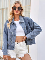 Studded Long Sleeve Denim Jacket
