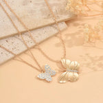 2 Piece 18K Gold-Plated Rhinestone Butterfly Necklace