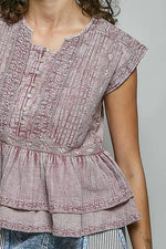 POL Eyelet Embroidery Pintuck Sleeveless Cotton Blouse