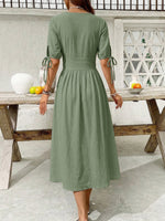 Button-Down Short Sleeve Midi Dress