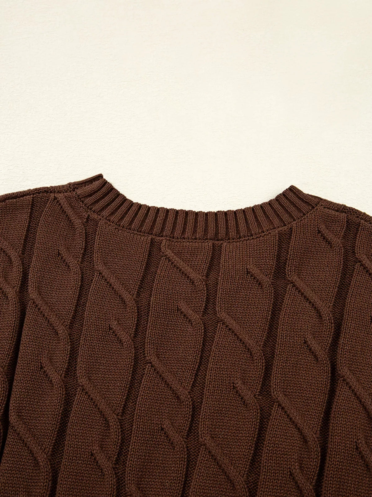 Cable Texture Crew Neck Short Sleeve Sweater Top