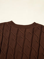 Cable Texture Crew Neck Short Sleeve Sweater Top
