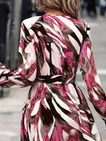Printed Surplice Long Sleeve Maxi Dress