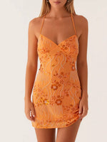 Beaded Floral Mini Dress