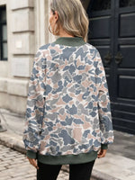 Camouflage Print Mock Neck Sweatshirt