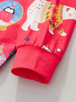 Children's Christmas Print Round Neck Top and Pants Pajama Set