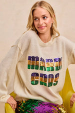 BiBi Mardi Gras Sequin Lattering Knit Top