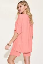 Basic Bae Bamboo Full SizeV-Neck Drop Shoulder T-Shirt and Shorts Set