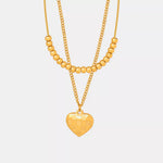 Heart Pendant Double-Lrayed Necklace
