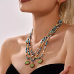 Zircon Bead Evil Eye Pendant Necklace