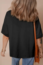 Sequined America Star Round Neck T Shirt
