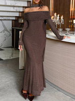 Off-Shoulder Scarf Bodycon Maxi Dress