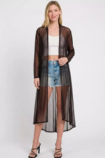 Zenana Mesh Open Front Cardigan