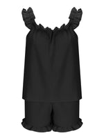 Ruffle Trim Sleeveless Top and Shorts Set