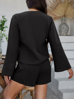 Devine Double Tied V-Neck Top and Shorts Set