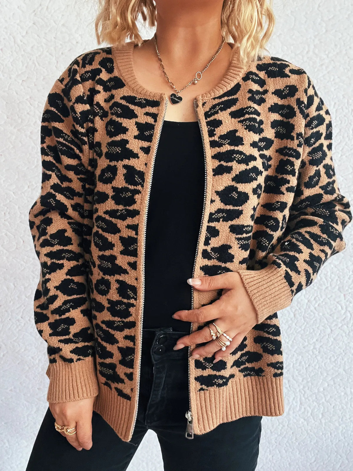 Zip Up Long Sleeve Cardigan