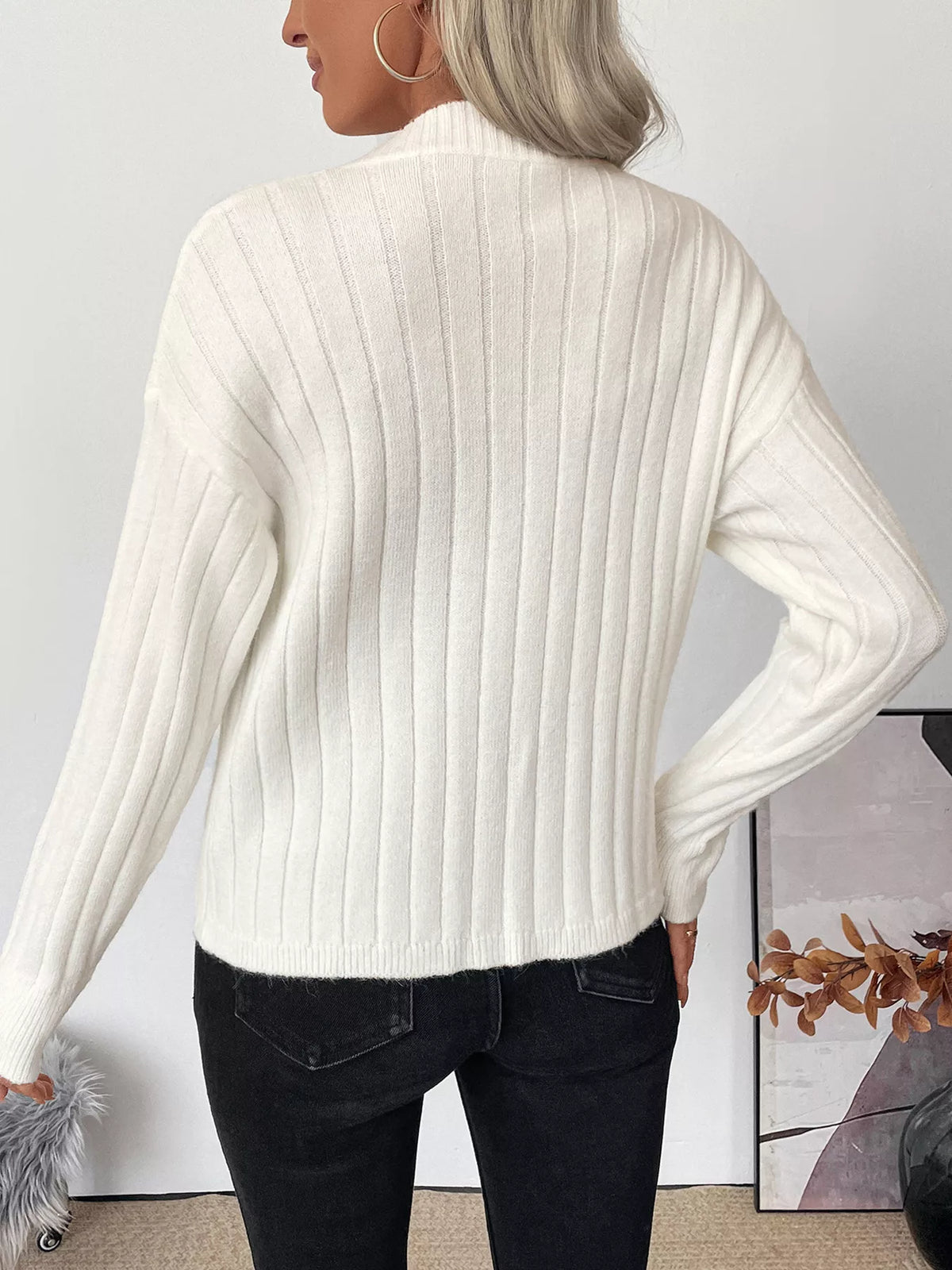 Ribbed Button Up Long Sleeve Cardigan