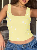 Bead Embellished Square Neck Tank