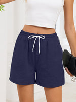 Striped Trim Drawstring Shorts