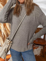 Ribbed High Neck Knitted Top