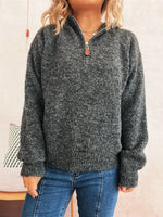 Quarter Zip Ribbed Hem Sweater