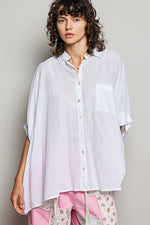 POL Button Down Half Dolman Sleeve Shirt