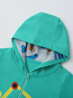 Children's Cartoon Construction Vehicle Zip-Up Hoodie