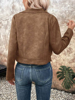 Zip Up Suede Cropped Moto Jacket