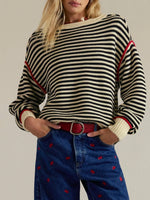 Striped Round Neck Long Sleeve Sweater