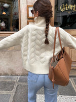 Ribbed Hem Turtleneck Long Sleeve Sweater