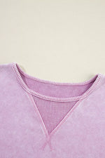 Exposed Seam Round Neck Long Sleeve Sweatshirt